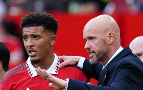 Jadon Sancho and Erik Ten Hag