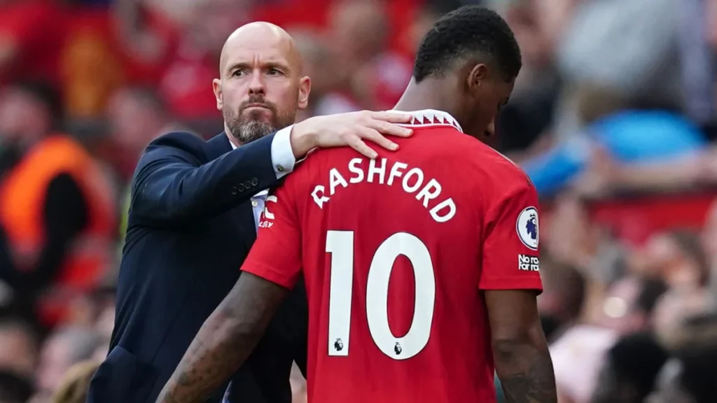 Manchester United boss Erik Ten Hag and Marcus Rashford